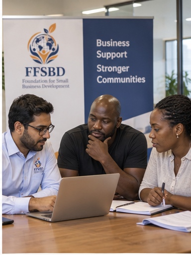 An FFSBD team member in a mentoring session with an entrepreneur