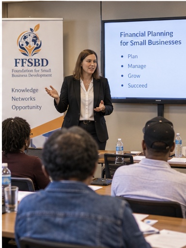 Entrepreneurs attending a business training classroom session
