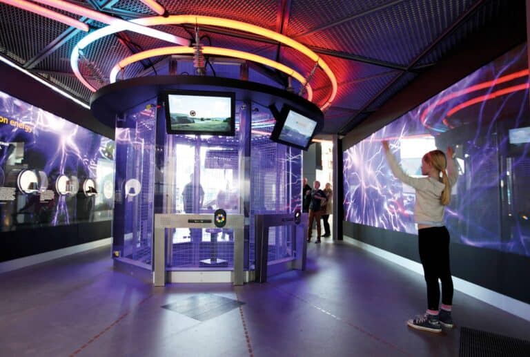 Interactive museum exhibit with visitors and KVM systems